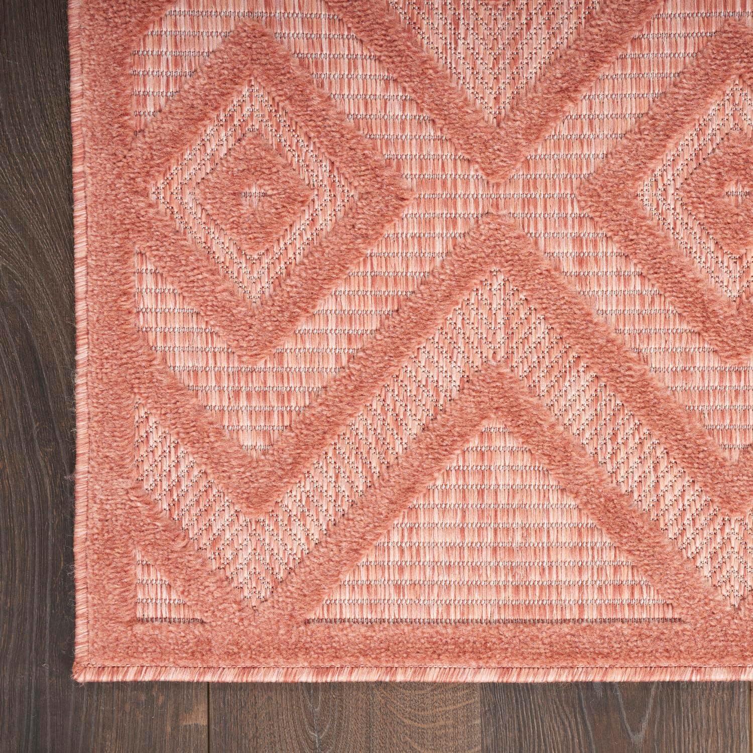 Nourison Versatile Diamond Geometric Flatweave Indoor Outdoor Area Rug Coral/Orange 5' x 7'