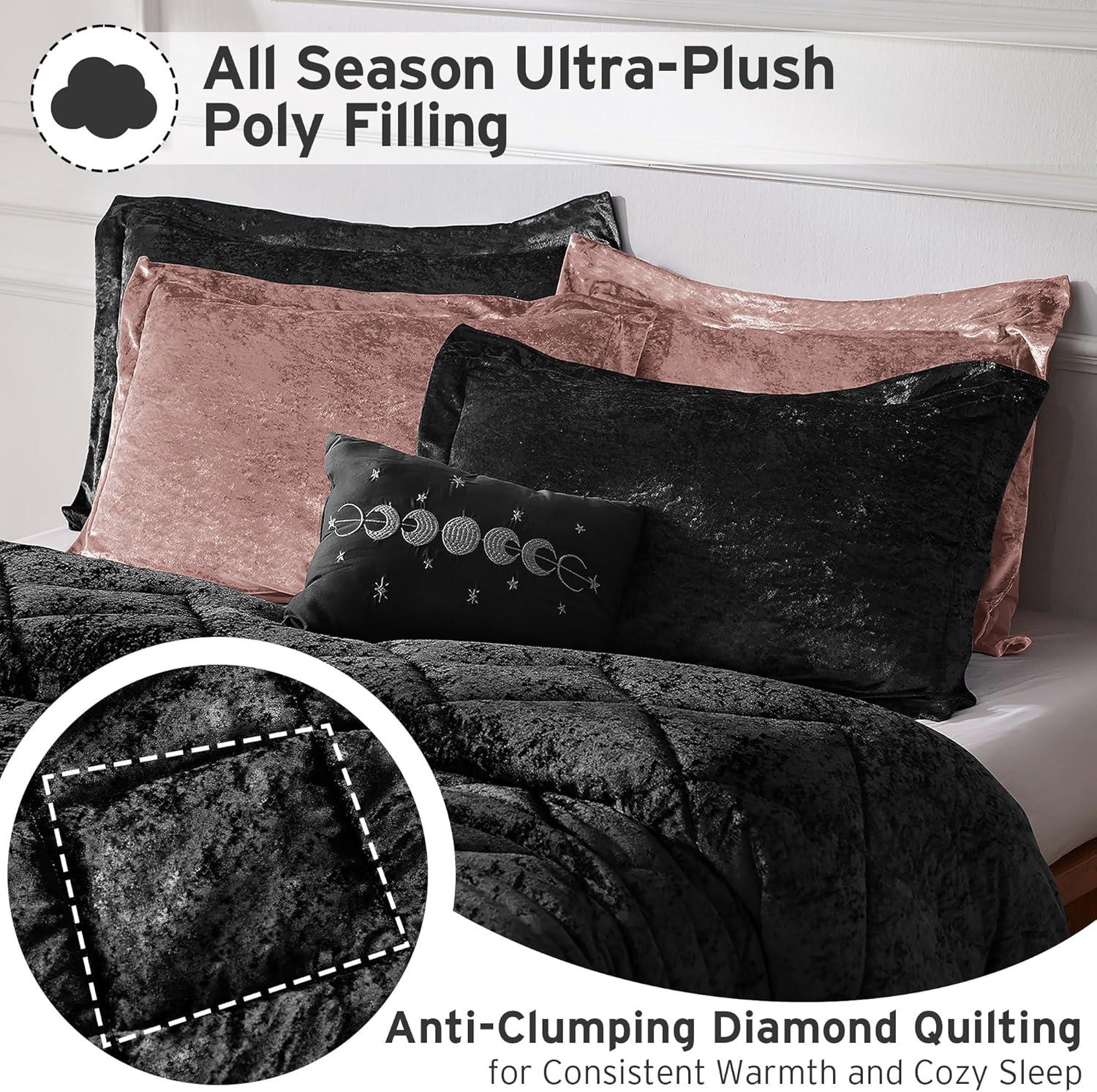 Intelligent Design Felicia Crushed Velvet Comforter Set with Throw Pillow