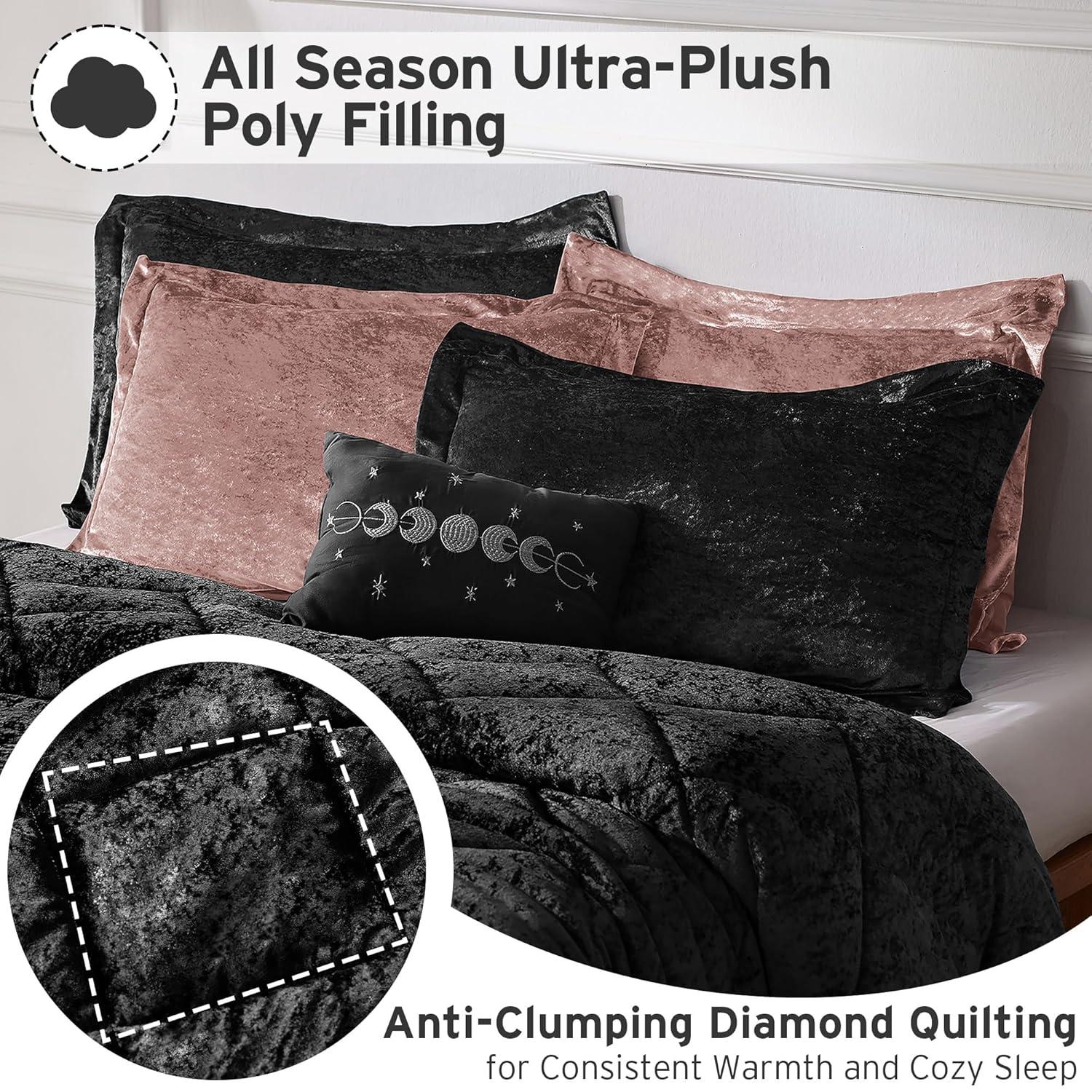 Intelligent Design Felicia Crushed Velvet Comforter Set with Throw Pillow