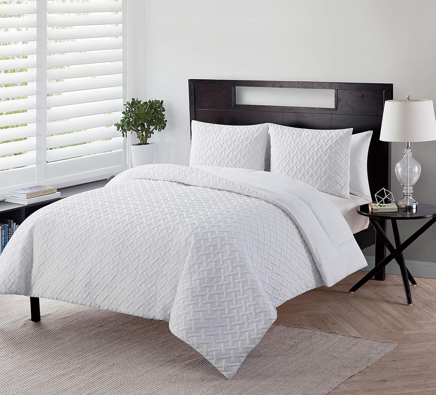 Nina Embossed Basketweave Quilt Set