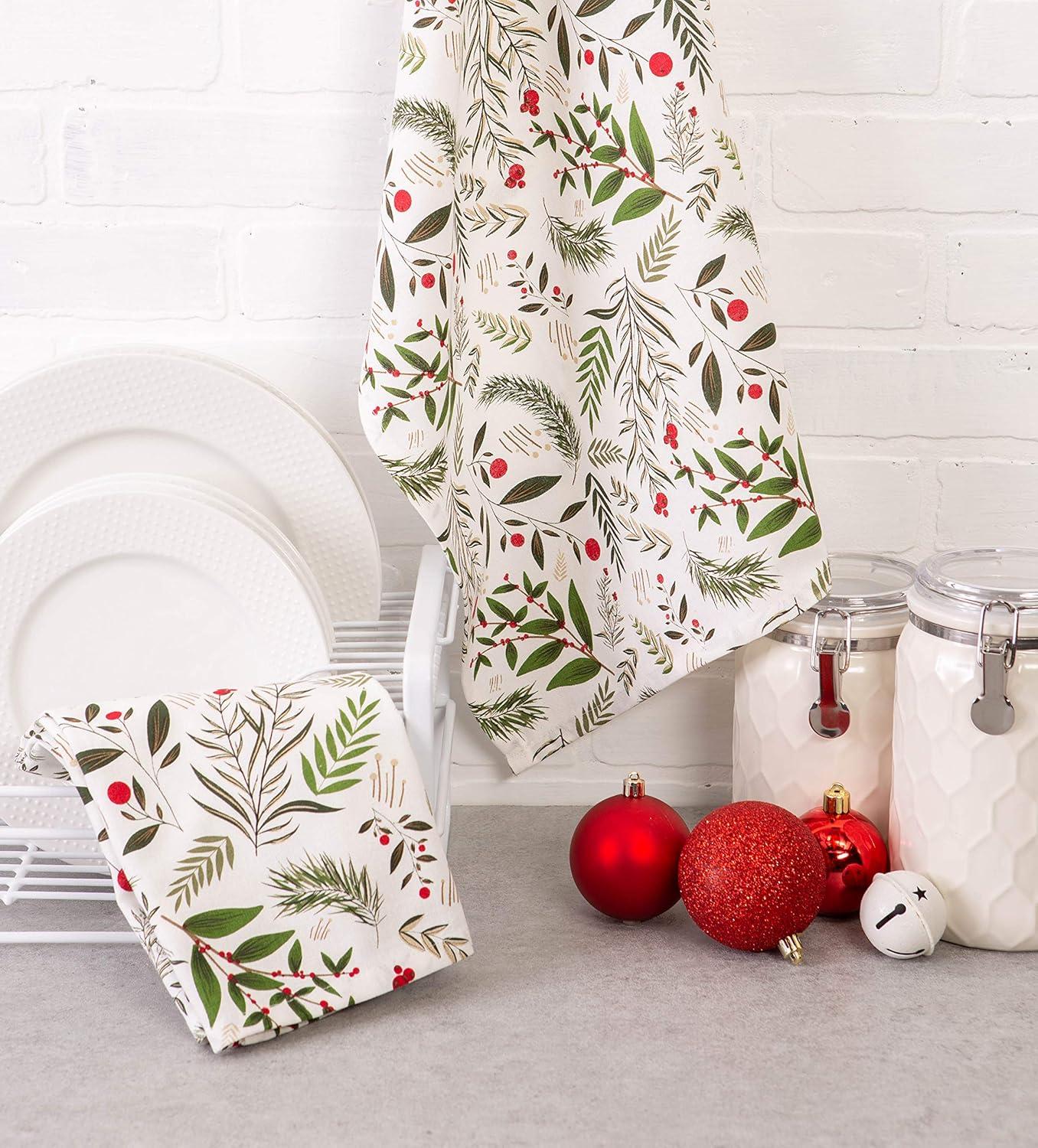 Holiday Sprigs Cotton Kitchen Towel Set, 18x28, 2 Piece