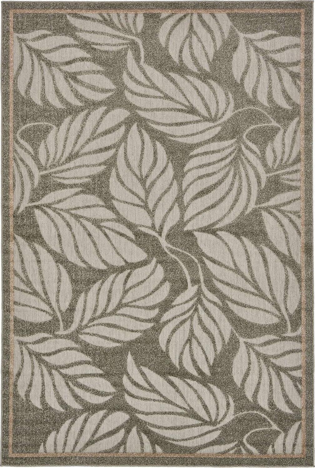 Unique Loom 6' 1 x 9' 0 Gray Outdoor Botanical Augusta Area Rug