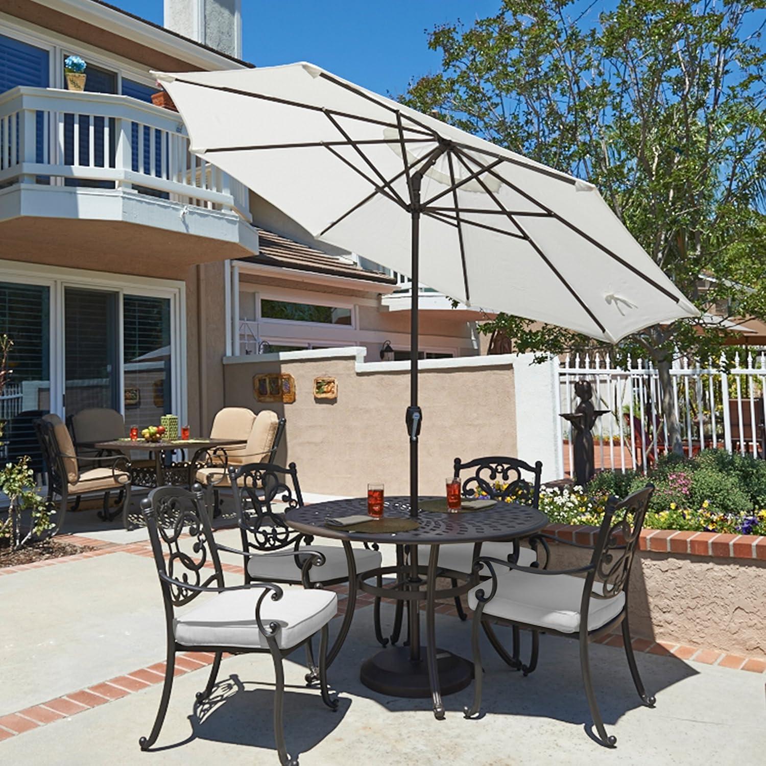 9 ft. Aluminum Auto Tilt Patio Umbrella in White Olefin