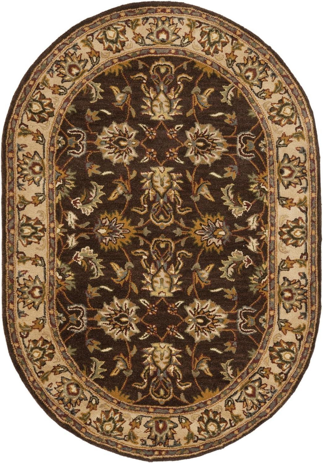 Ivory and Brown Hand-Tufted Wool Area Rug, 6' x 9'