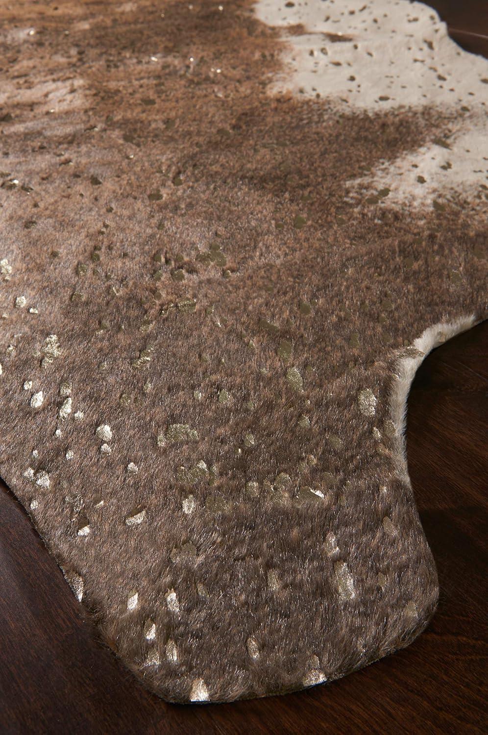 Loloi II Bryce Faux Cowhide Walnut / Champagne Area Rug