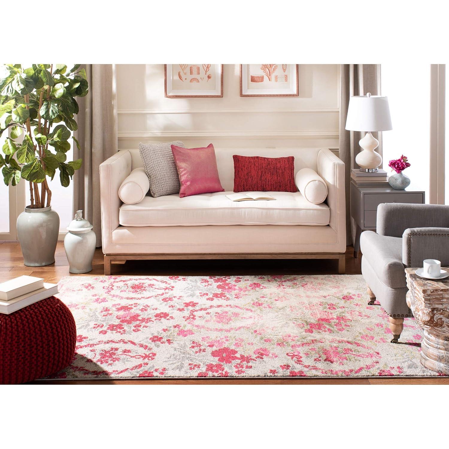 Monaco MNC205 Power Loomed Indoor Area Rug - Ivory/Pink - 8'x11' - Safavieh.