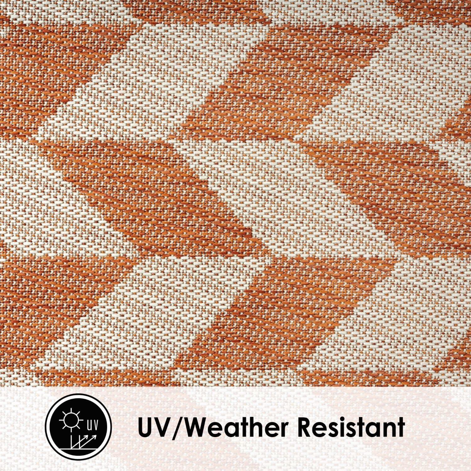 NICOLE MILLER NEW YORK Patio Country Calla Herringbone Indoor/Outdoor Area Rug, Orange/Ivory