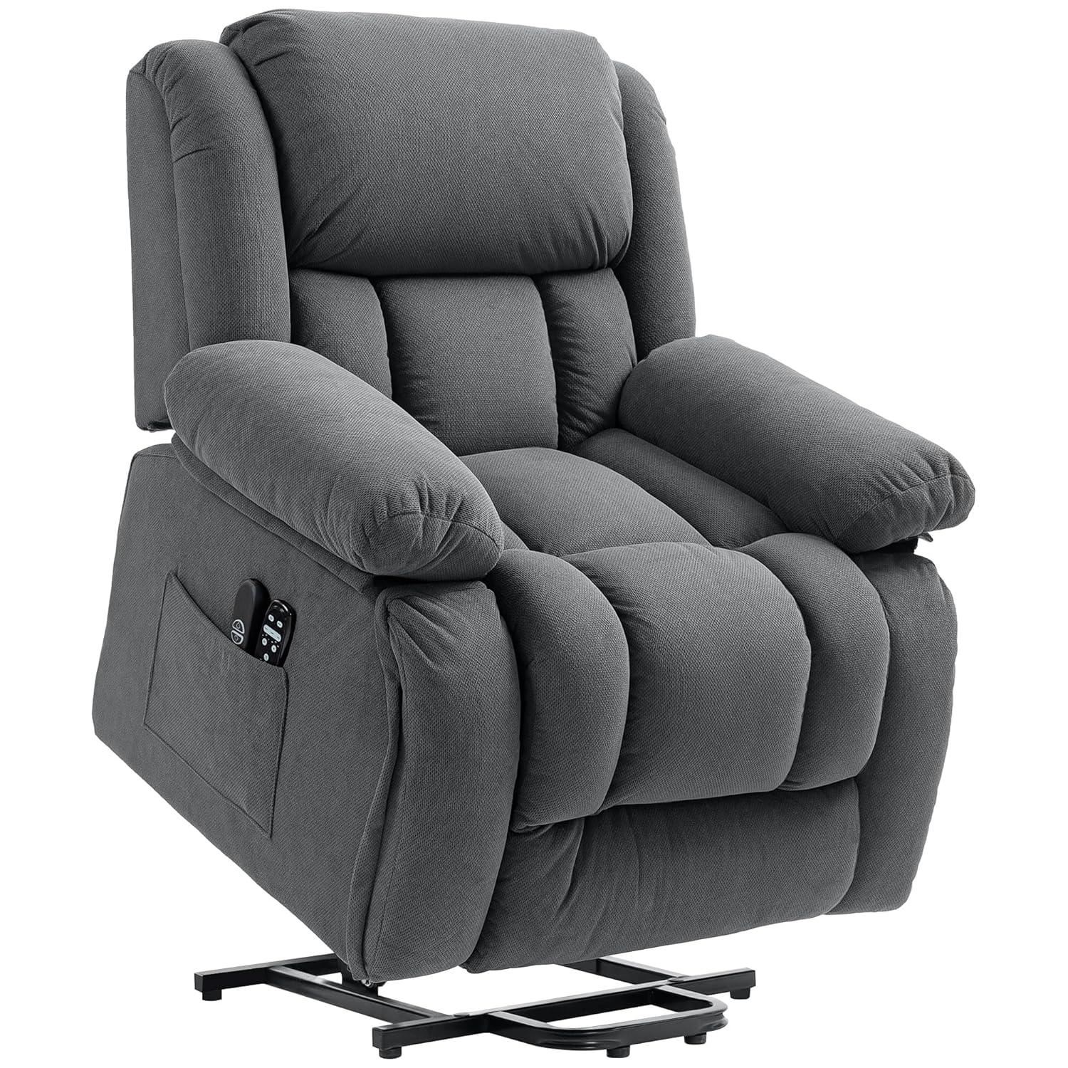 HOMCOM Power Lift Recliner Chair with Massage and Heat, Electric Lift Chair for Elderly, Gray