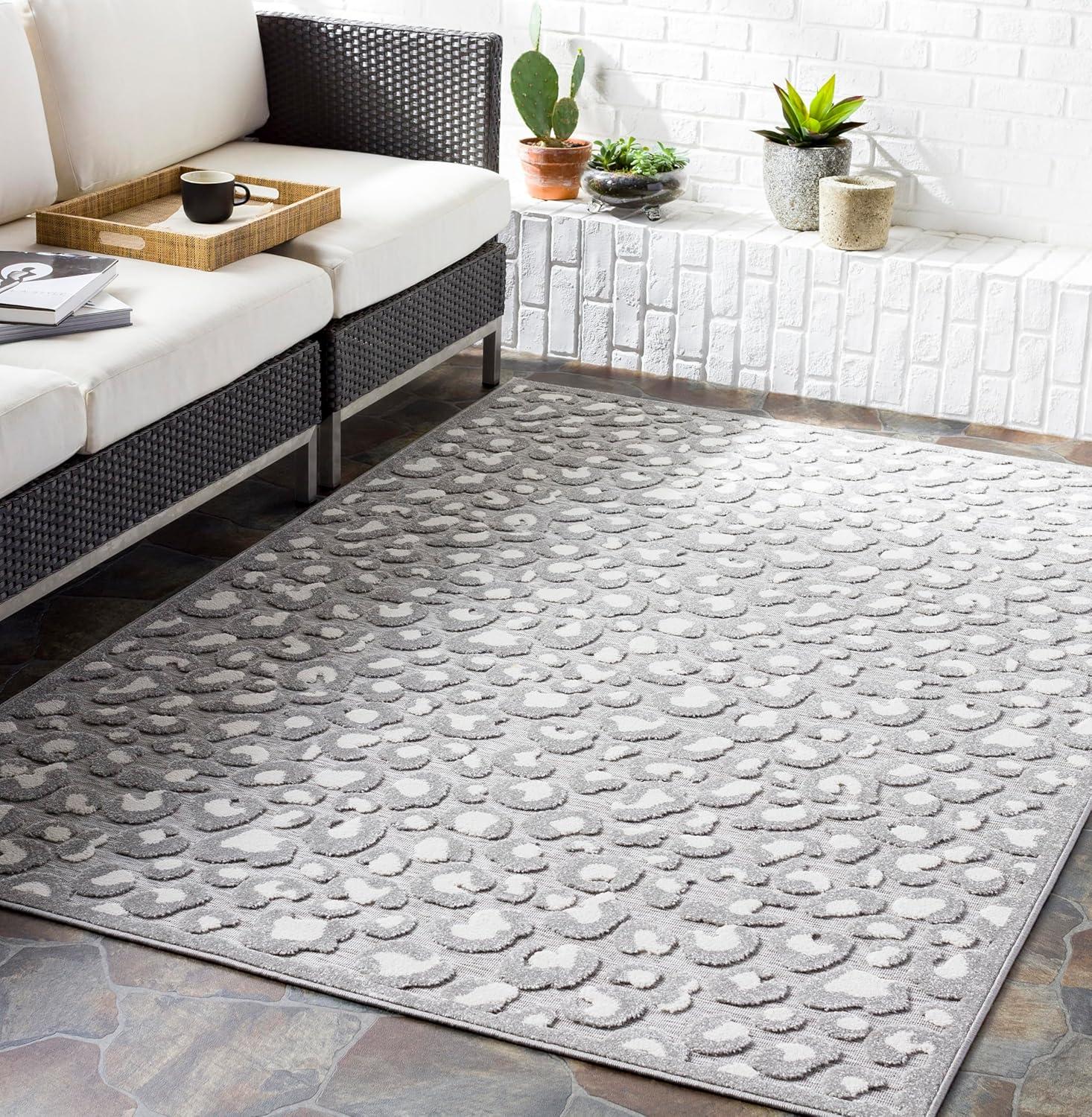 Mark & Day Vossen 5'3"x7'3" Rectangle Woven Indoor and Outdoor Area Rugs Medium Gray