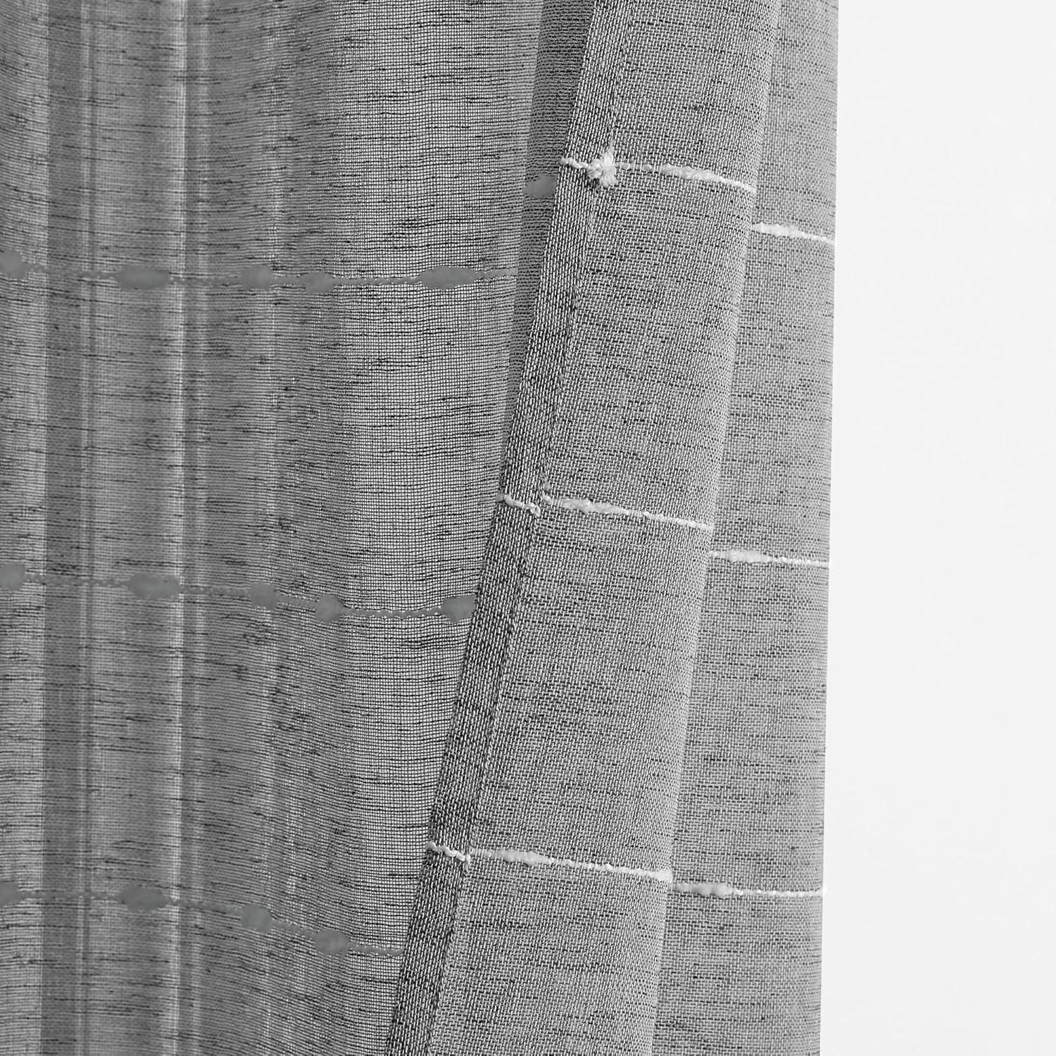 Lush Decor Farmhouse Textured Sheer Polyester Sheer Curtain Pair (Set of 2)