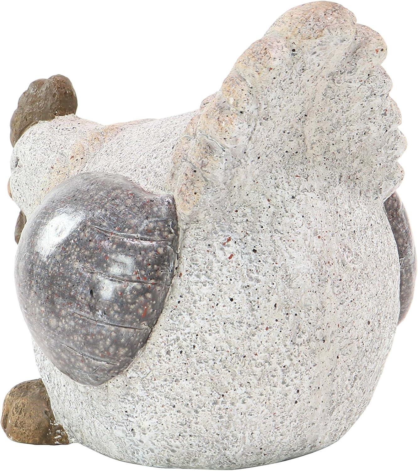 White and Gray Polystone Chicken Garden Sculpture