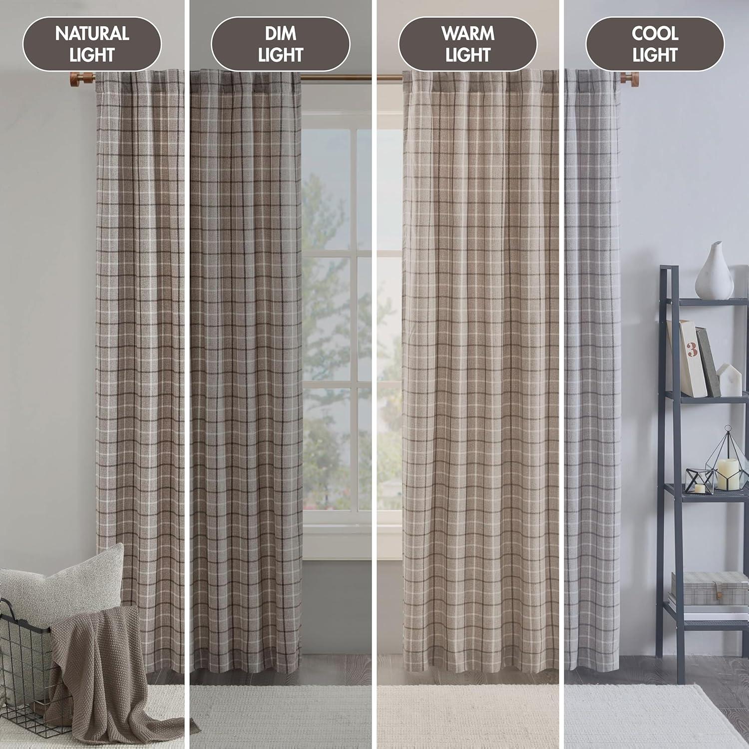 Anaheim Woven Plaid Room Darkening Thermal Fleece Lined Single Curtain Panel