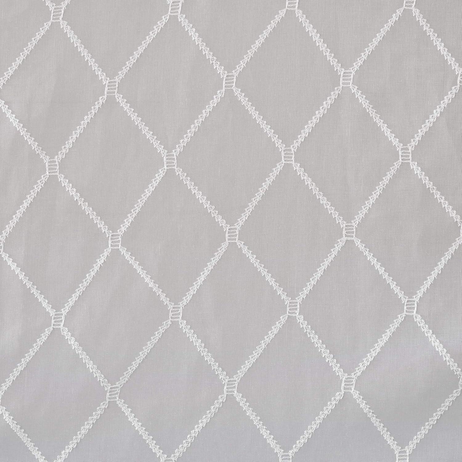 Gray Sheer Embroidered Rod Pocket Window Curtain Panel