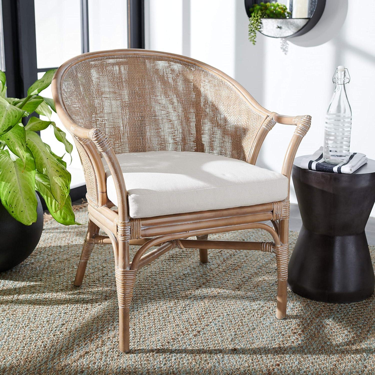 Dustin Rattan Accent Chair W/ Cushion  - Safavieh