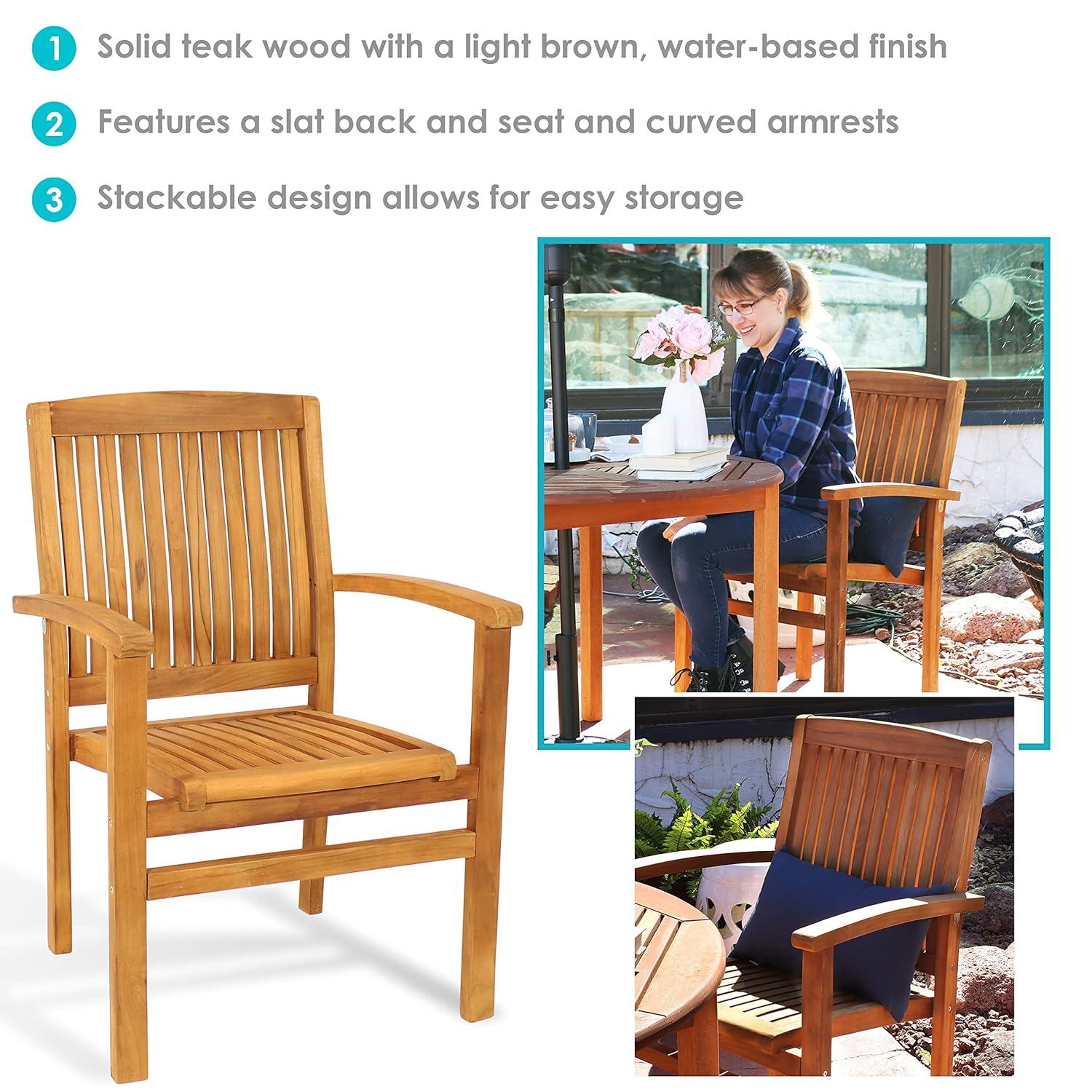 Red Barrel Studio® Vivioville Solid Teak Outdoor Stackable Dining Chair