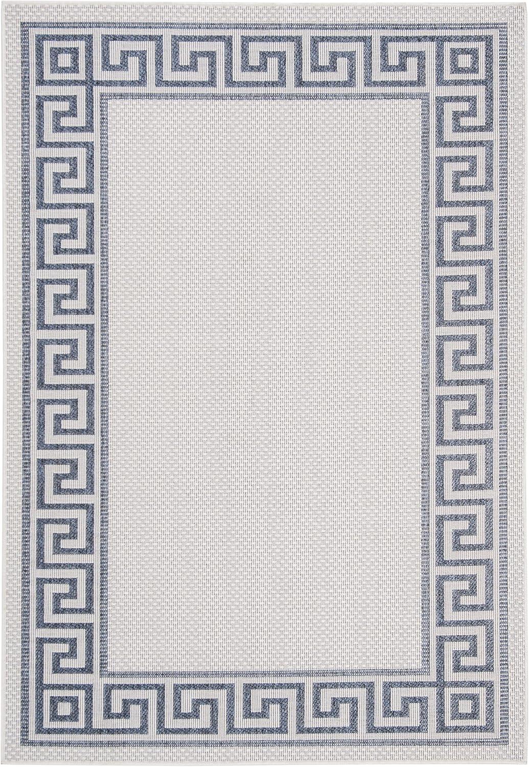Bermuda BMU820 Power Loomed Indoor/Outdoor Area Rug - Ivory/Blue - 6'7"x9'2" - Safavieh.