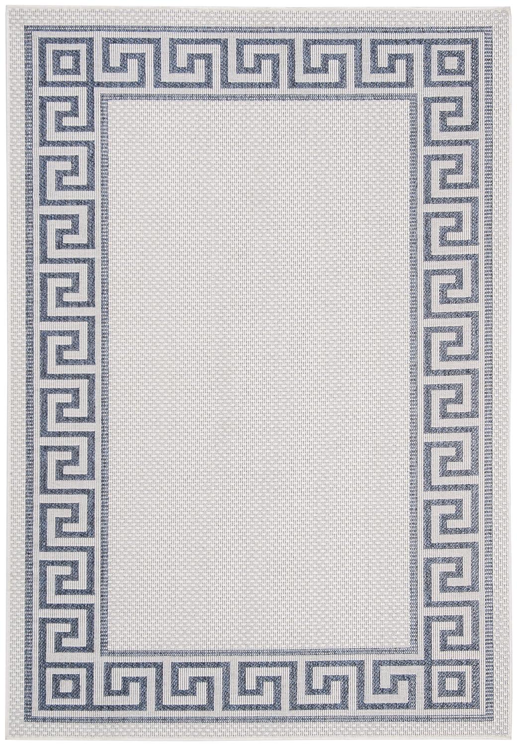 Bermuda BMU820 Power Loomed Indoor/Outdoor Area Rug - Ivory/Blue - 6'7"x9'2" - Safavieh.