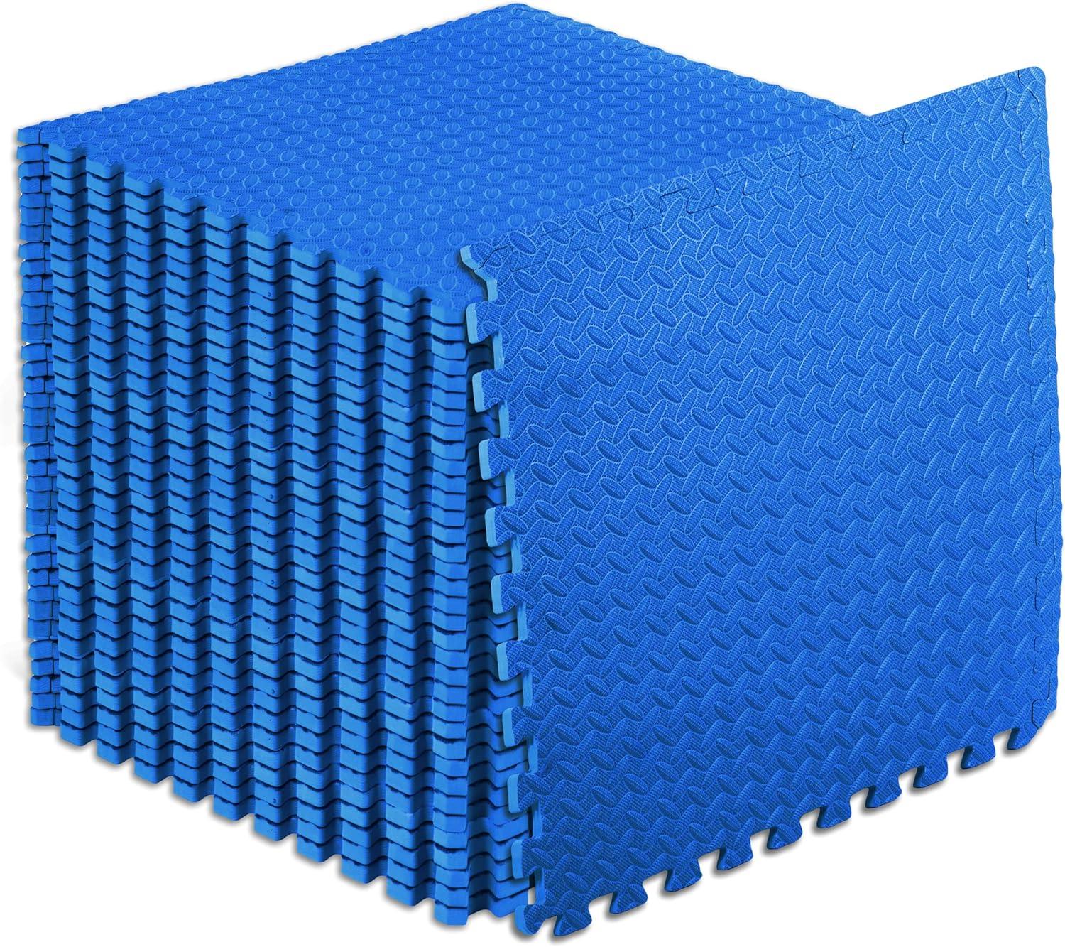 Exercise Puzzle Mat 1/2-in, Blue, 144 Sq Ft - 36 Tiles
