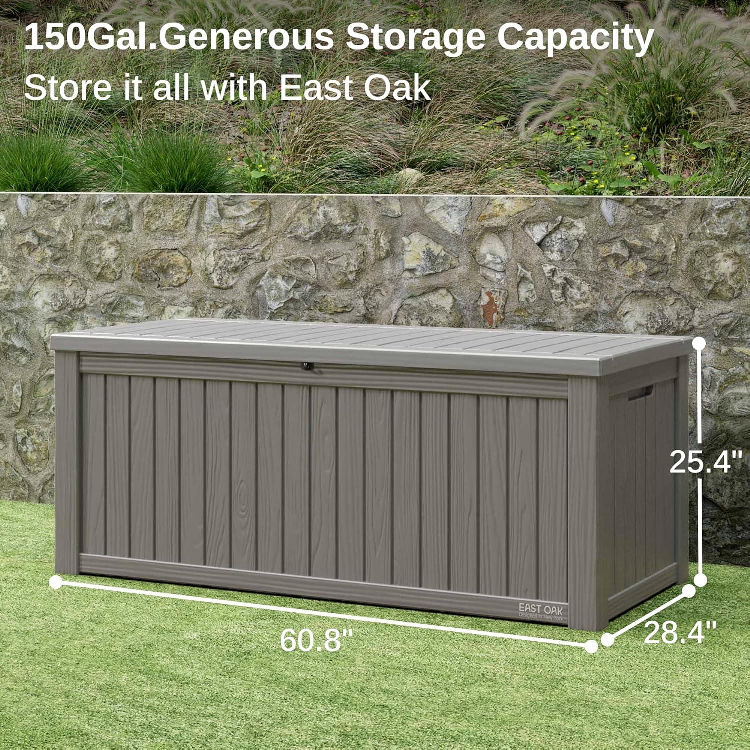 Gray 150 Gallon Lockable Weather-Resistant Plastic Deck Box