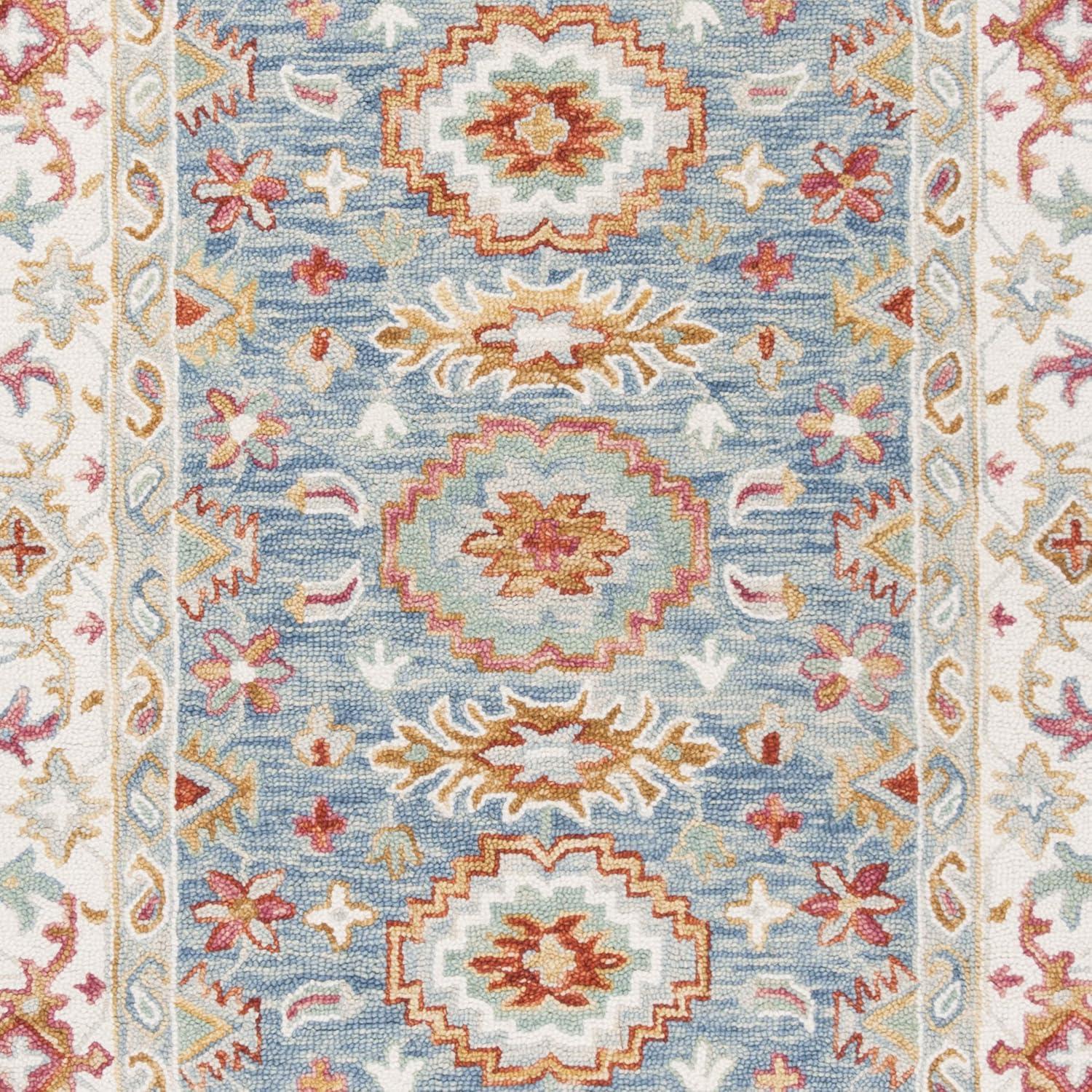 Aspen APN117 Hand Tufted Indoor Area Rug - Blue/Ivory - 4'x6' - Safavieh
