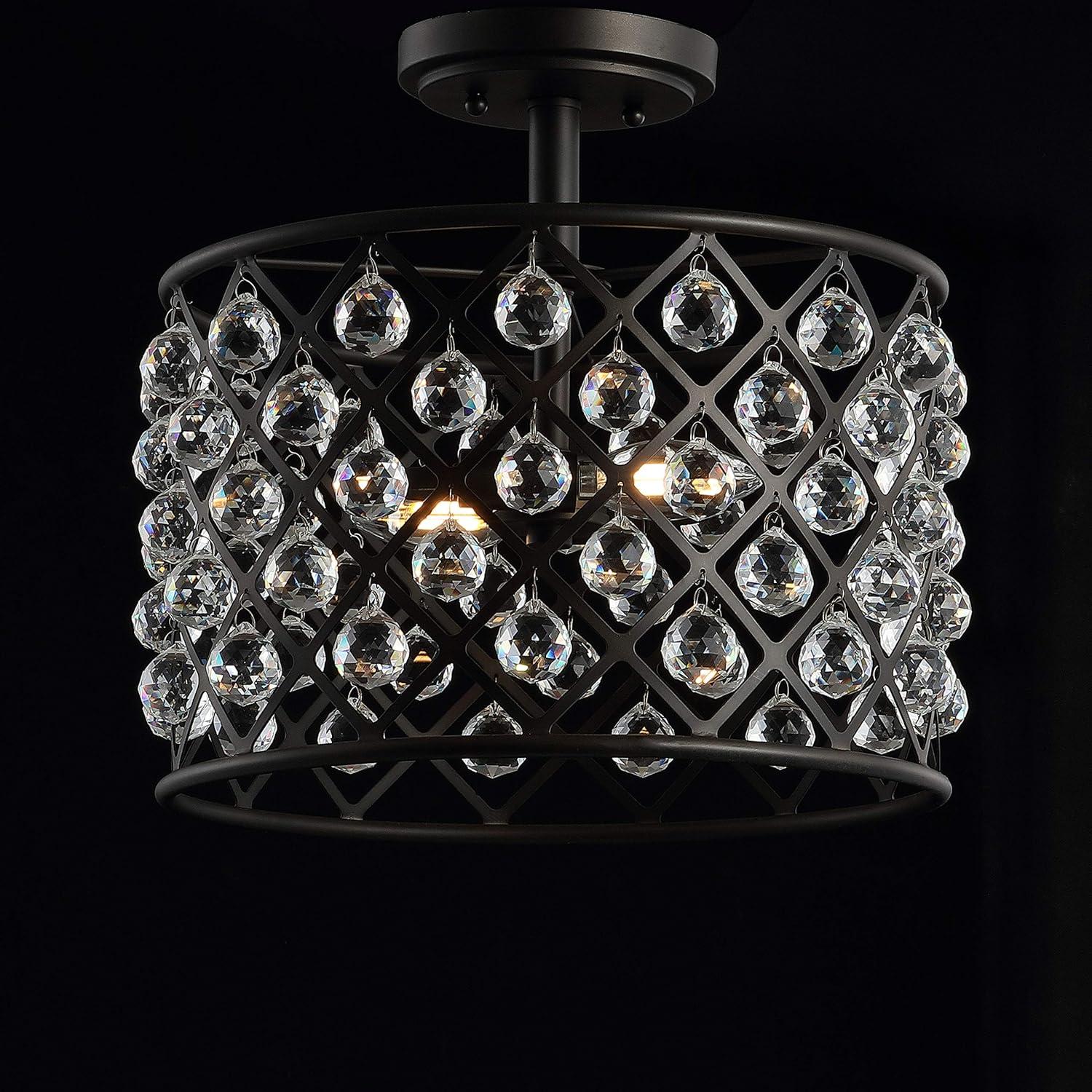 Gabrielle 14.5" Crystal/Metal LED Semi-Flush Mount, Oil Rubbed Bronze