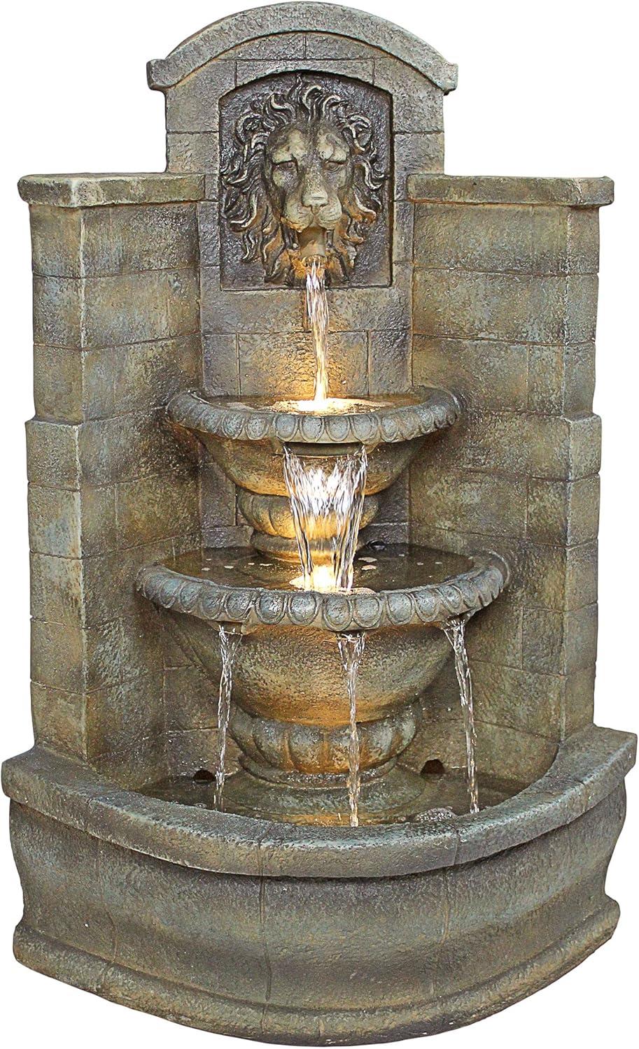 Astoria Grand Saint Remy Lion Corner Fountain with LED Lights