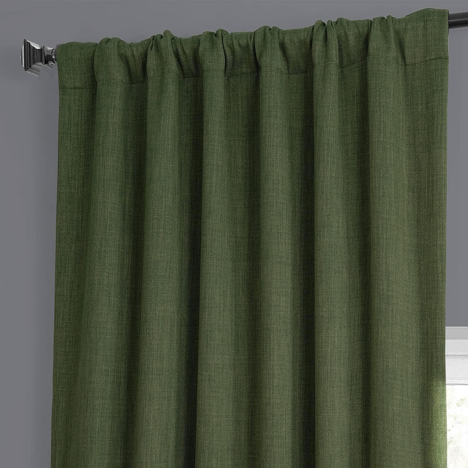 HPD Half Price Drapes Tuscany Green Faux Linen Room Darkening Curtains for Bedroom & Living Room Curtains (1 Panel), Door & Window Curtains 84 inches long, Rod Pocket Curtains, 50W X 84L