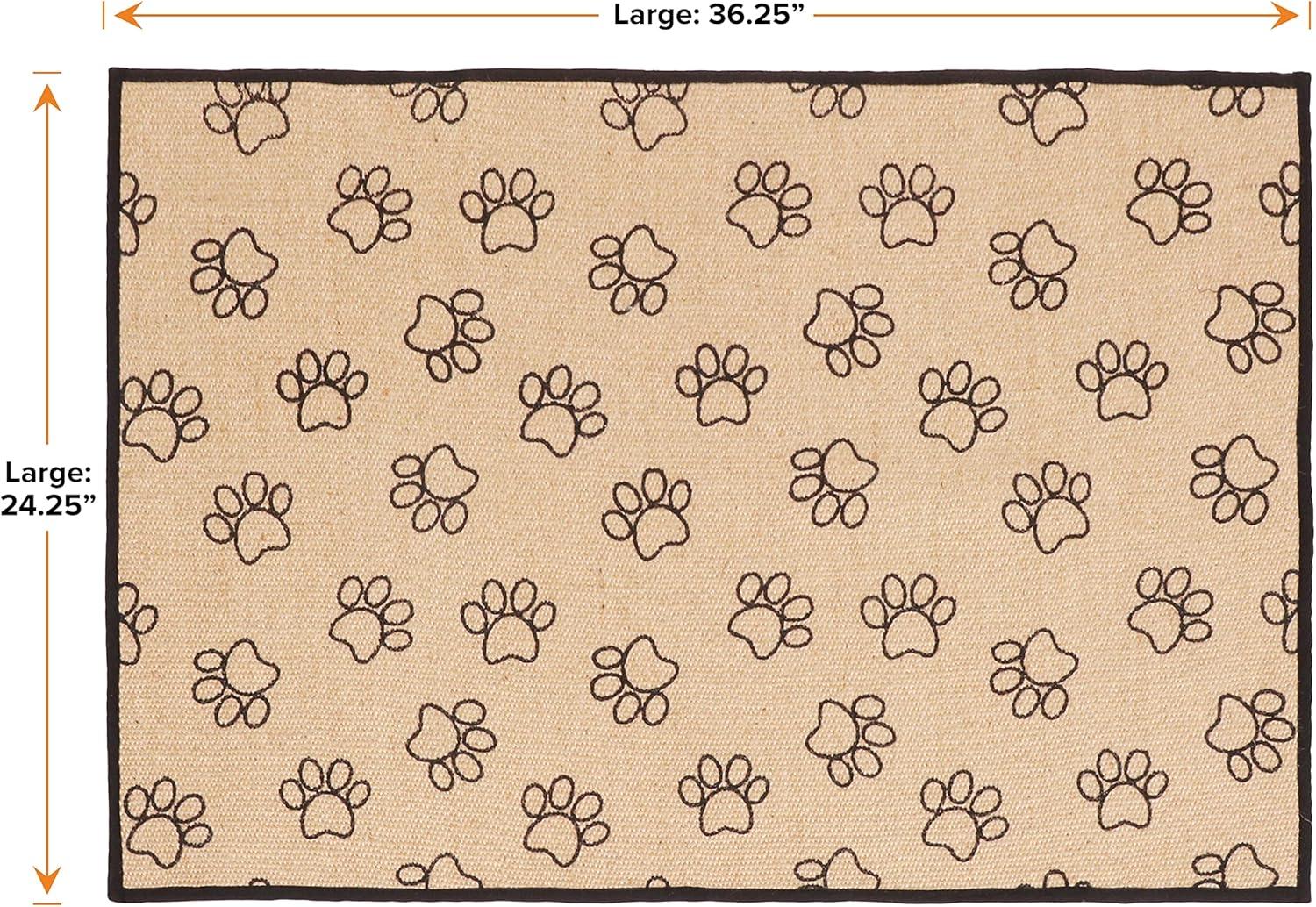 Eco-Friendly Jute Paw Print Litter Trapping Mat, 24" x 36"