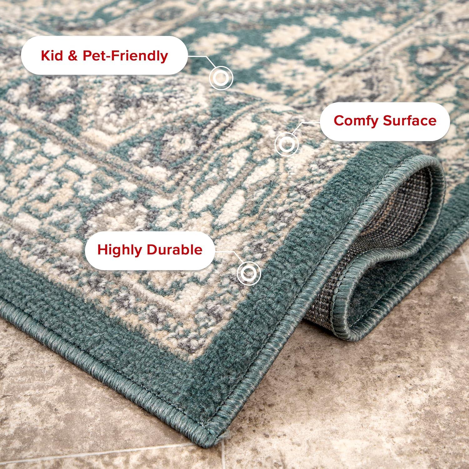 Nuloom 4x6 Becca  Tiled Indoor Area Rug, Blue, Faded Transitional Design, Stain Resistant, BedroomLiving Room, Kitchen,