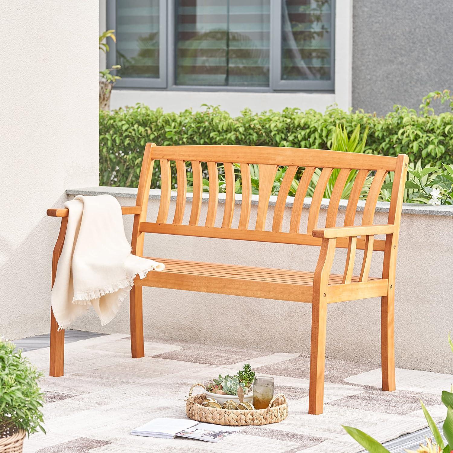 Kapalua Honey Nautical Eucalyptus Wooden Outdoor Garden Bench