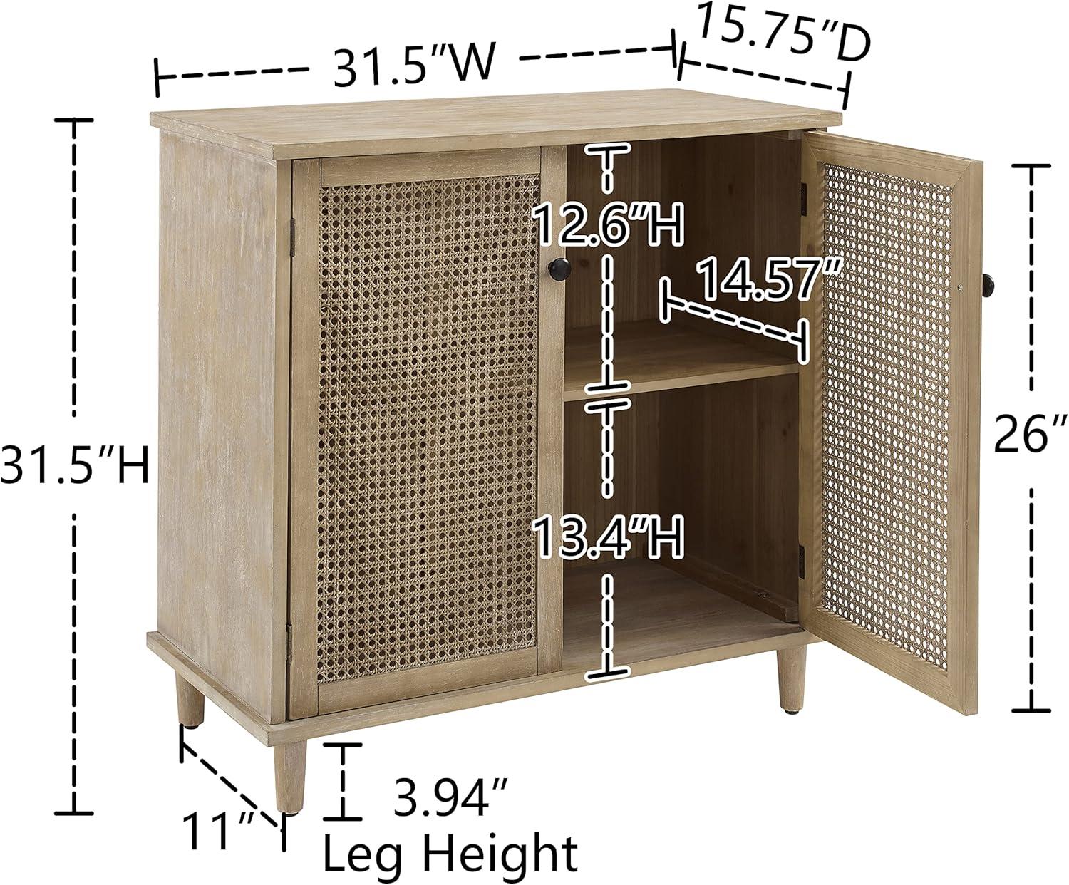 Art Leon Cane Wicker Cabinet Sideboard, Natural