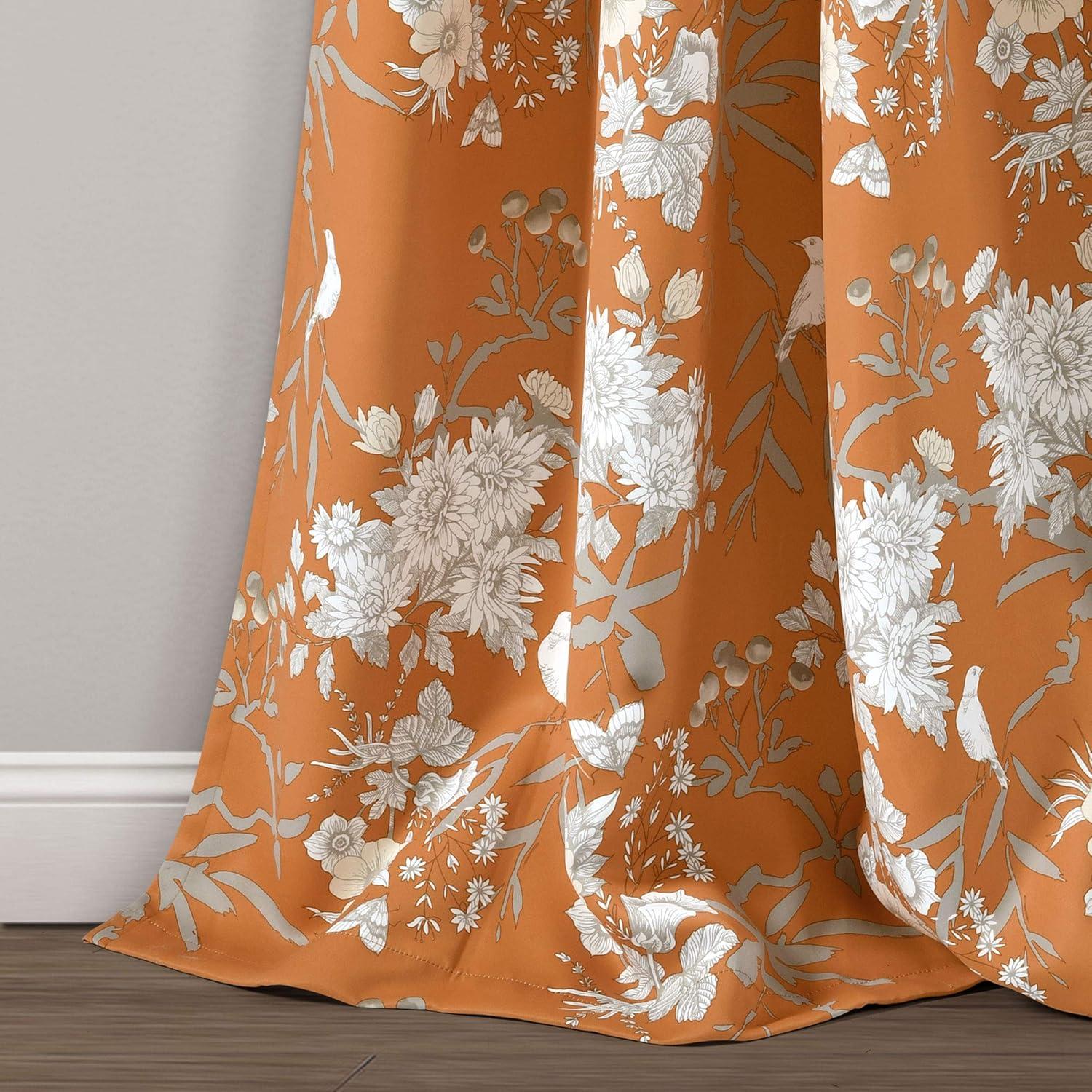 Botanical Garden Polyester Room Darkening Curtain Pair