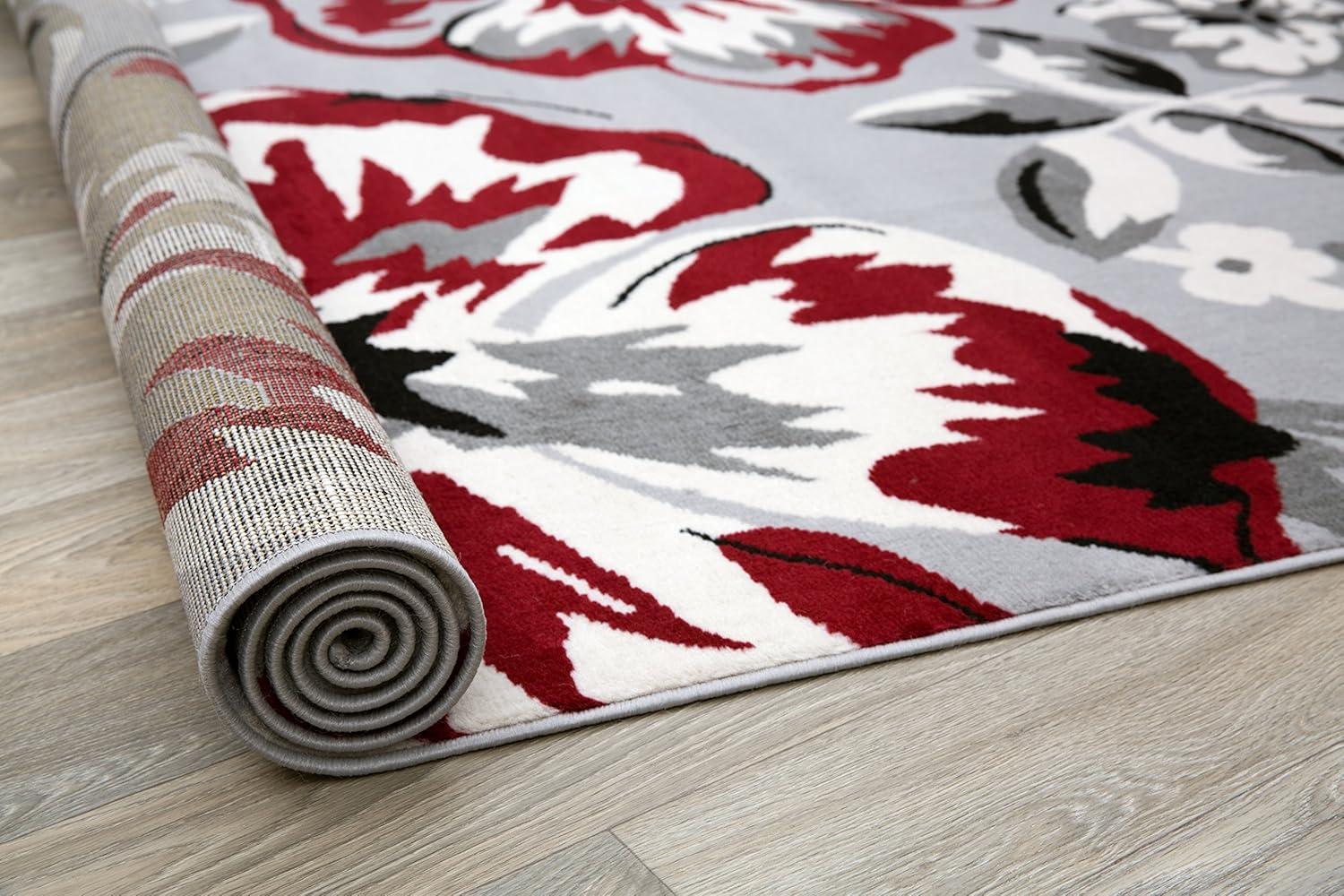 World Rug Gallery Modern Floral Design Red 5' x 7' Area Rug