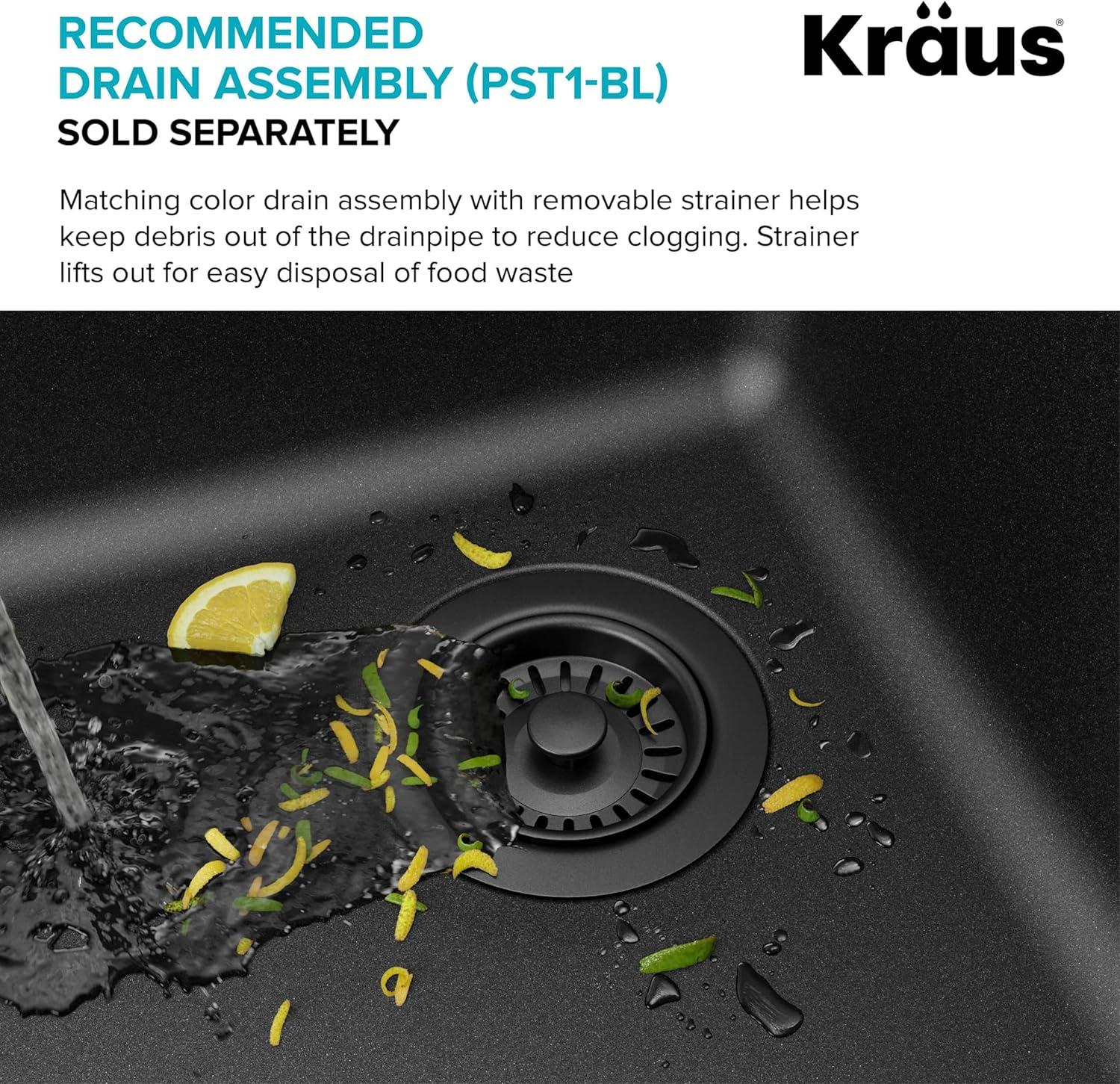 KRAUS Quarza™ 25" L Dual Mount Single Bowl Granite Kitchen Sink