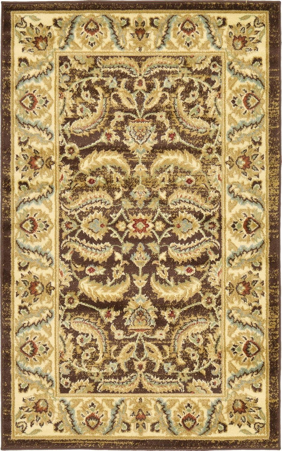 Unique Loom Voyage Collection Area Rug - Hickory (3' 3" x 5' 3" Rectangle Brown/Candy)