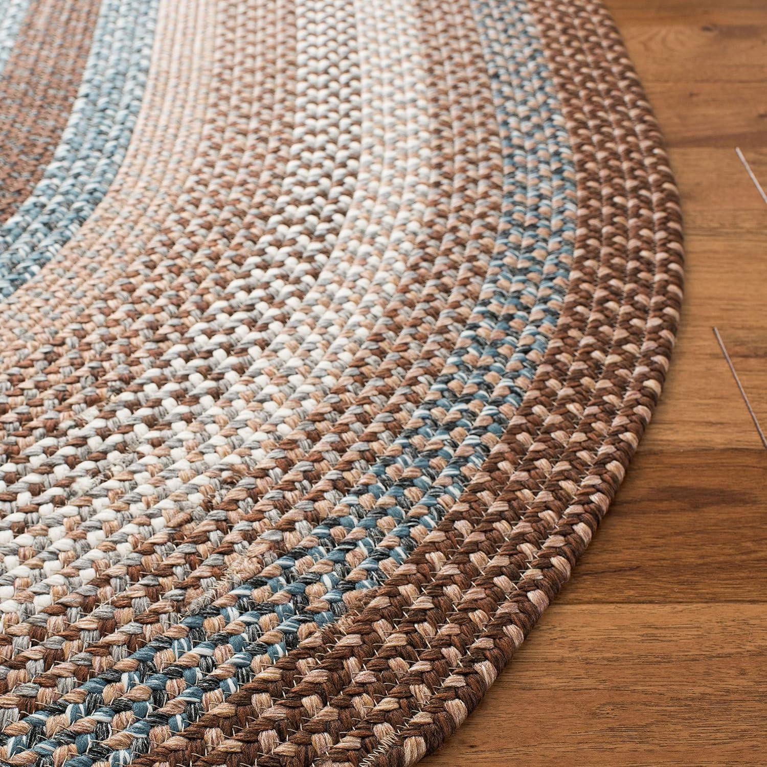 Handwoven Brown/Multi Synthetic 4' x 6' Reversible Braided Rug