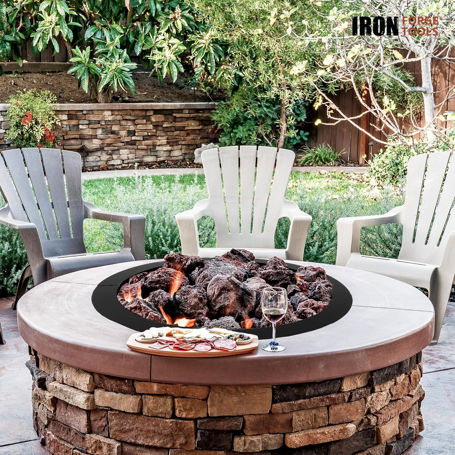 Ring, Fire Ring Insert DIY Campfire Liner, Heavy Duty Steel Liner, Smokeless 36-Inch Outer/30-Inch Inner Diameter for Camping Outdoors, Backyard Garden Wood Burning 36x30x10 inch