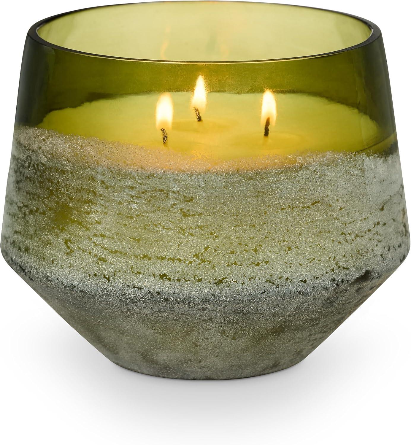 Large Green Baltic Glass Candle with Soy Wax