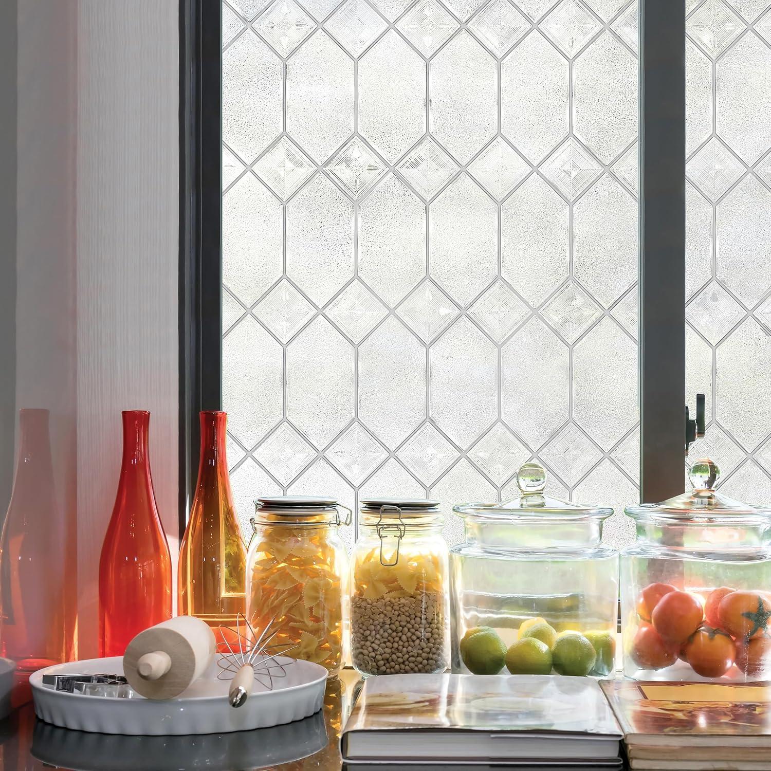 24" x 36" Old English Window Film - Artscape: Vinyl Privacy Film, Frosted Pattern, Adhesive-Free Clings