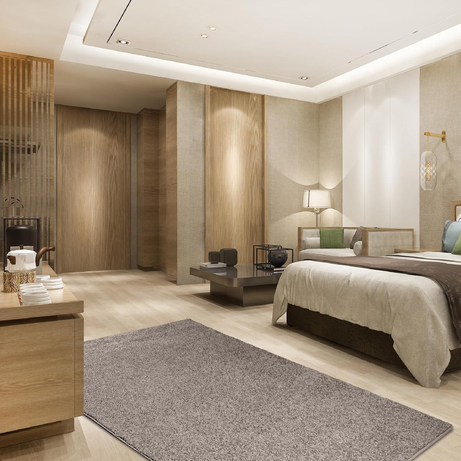 Furnish My Place Modern Plush Pet and Kids Friendly Solid Color Rust Area Rugs, Stain & Fade Resistance, Made in USA, Perfect for Living Room, Dining Room, Bedroom, Playroom and Kidsroom, Event, Wedding Rug