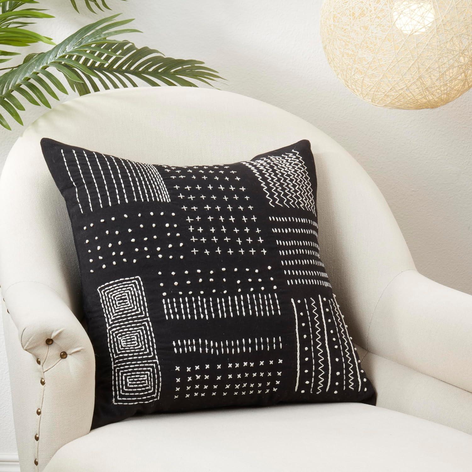 Saro Lifestyle Embroidered Poly Filled Throw Pillow