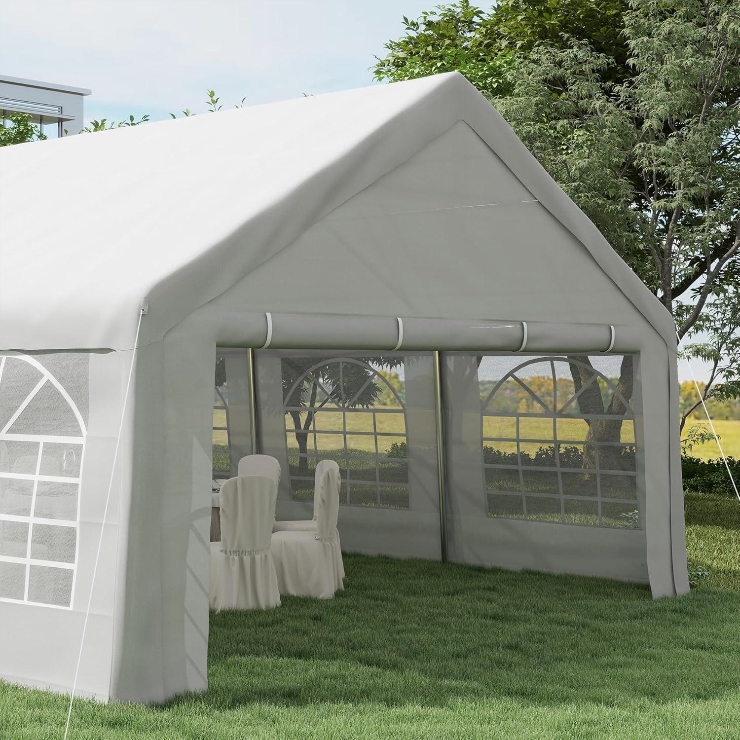 Outsunny White 16' x 32' Heavy Duty Party Tent with Removable Sidewalls