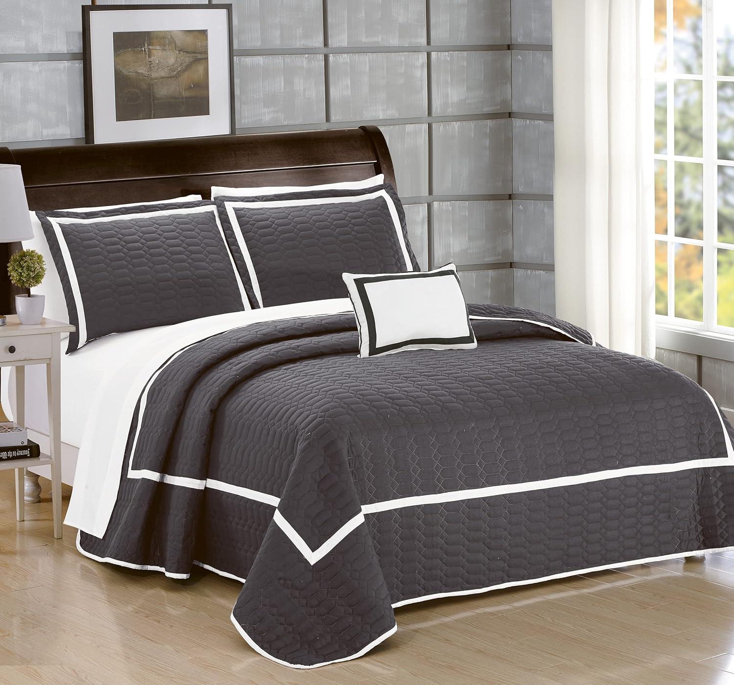 Chic Home 8 Piece Mesa Quilt Cover Set, Queen, Grey