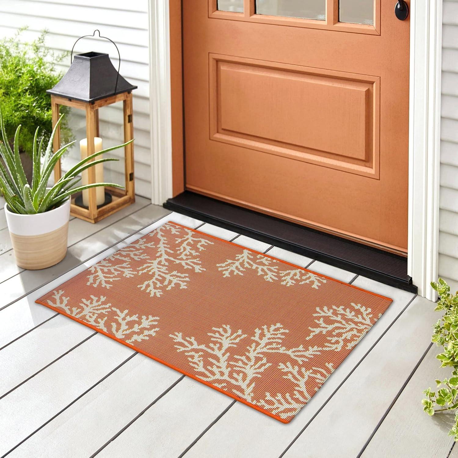 Liora Manne Esencia Coral Edge Indoor/Outdoor Mat Sunset 2' x 2'10"