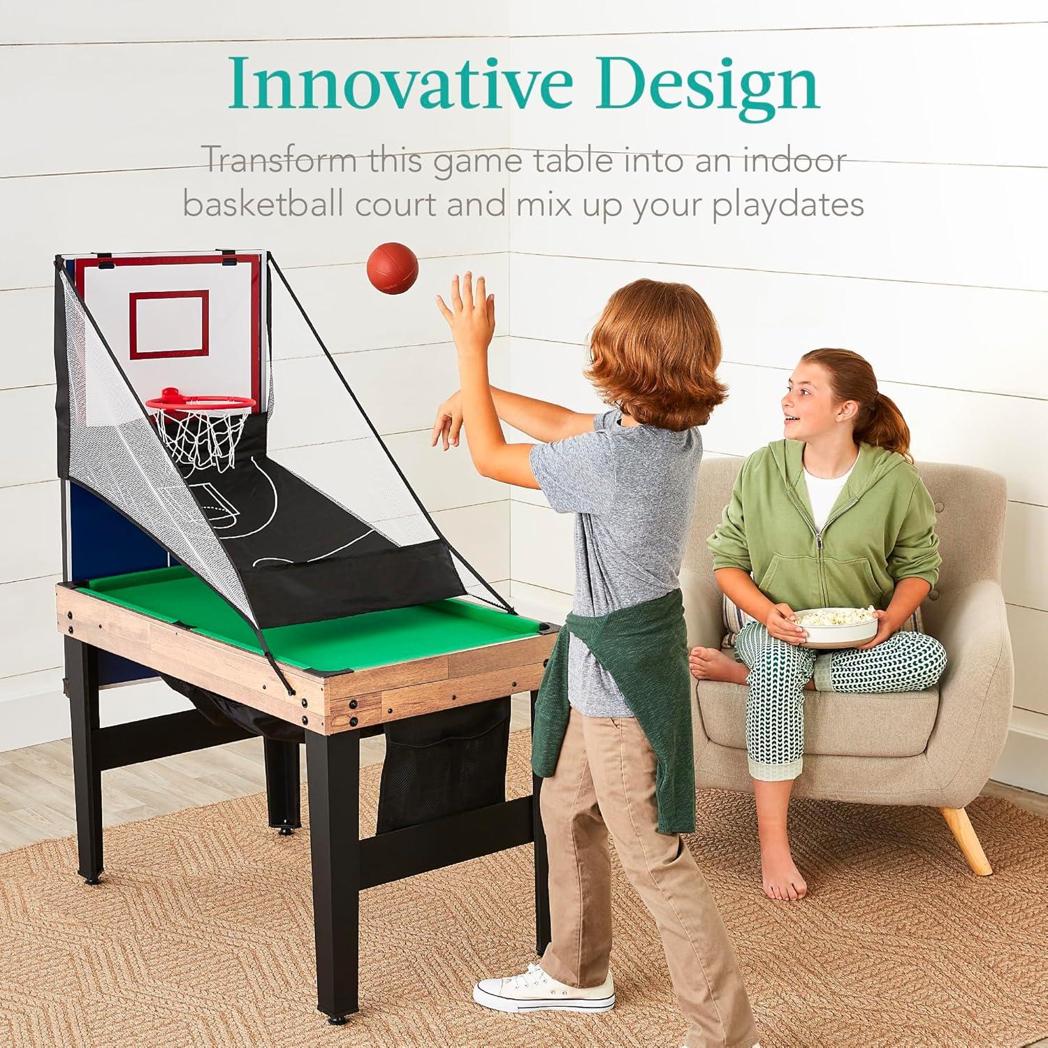 Best Choice Products 13-in-1 Combo Game Table Set w/ Ping Pong, Foosball, Basketball, Hockey, Archery - Natural