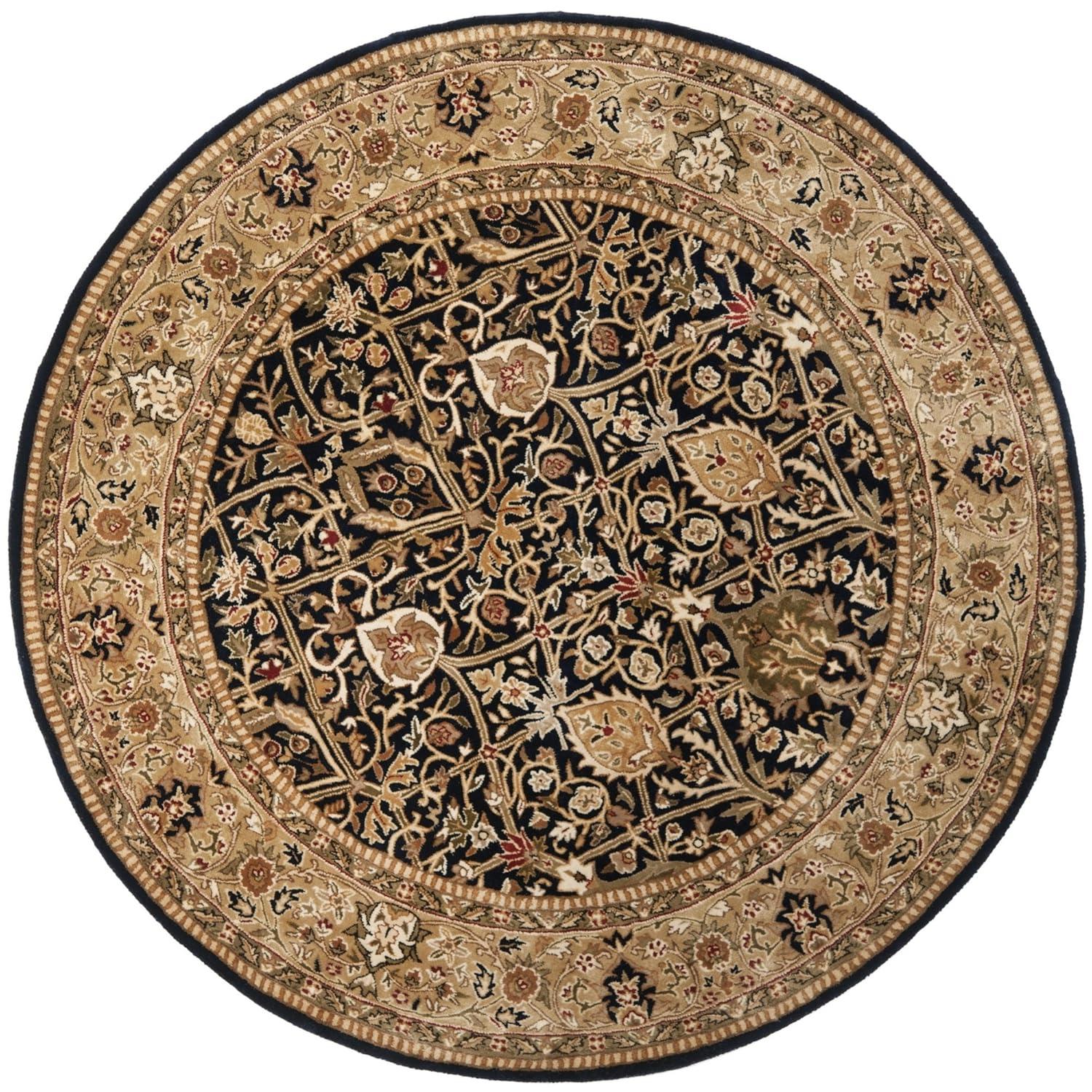 SAFAVIEH Persian Legend Collection 8' Round Blue/Gold PL519C Handmade Traditional Premium Wool Area Rug