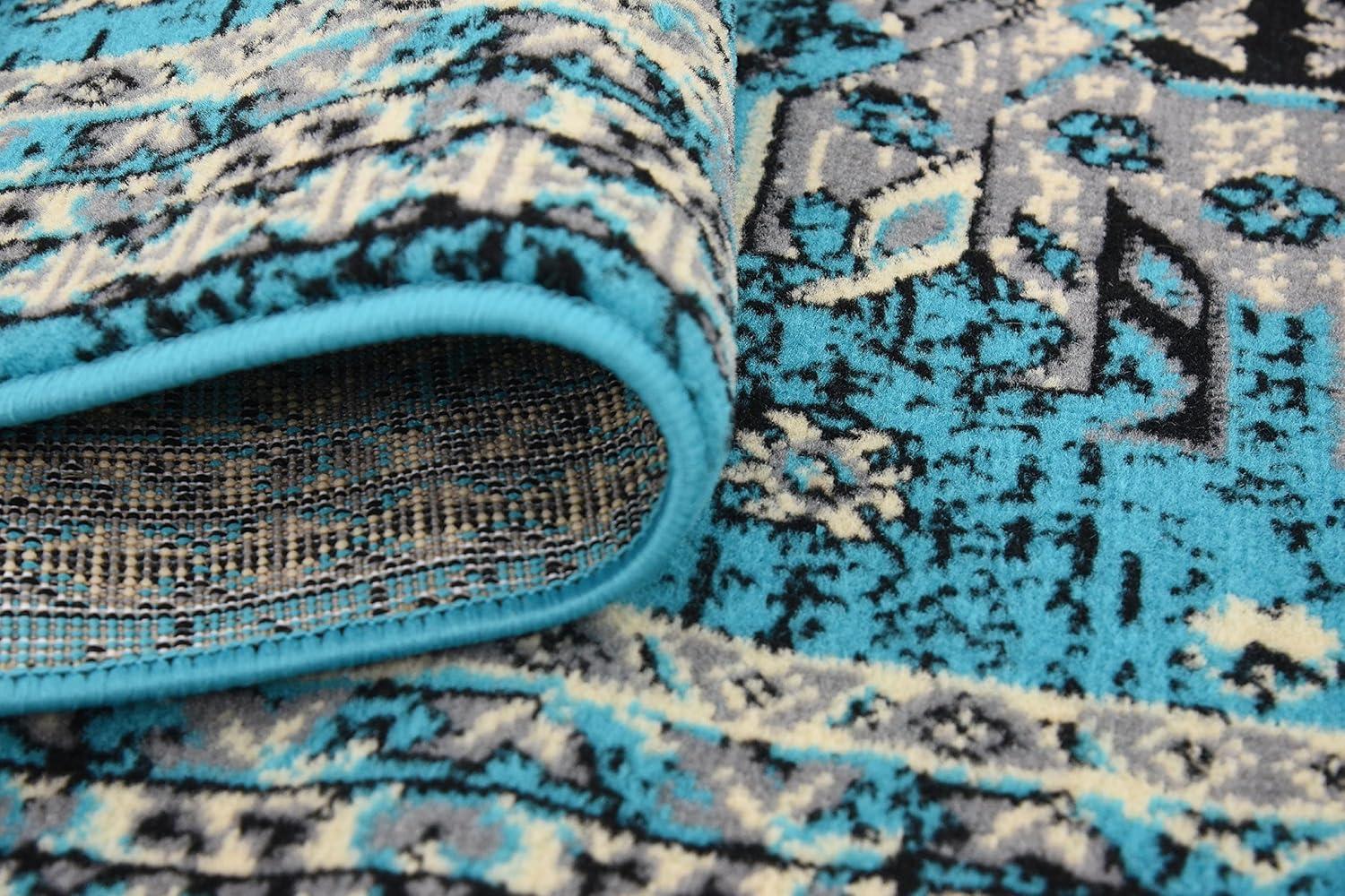 Unique Loom 2' 7 x 10' 0 Runner Turquoise Taftan Oasis Area Rug