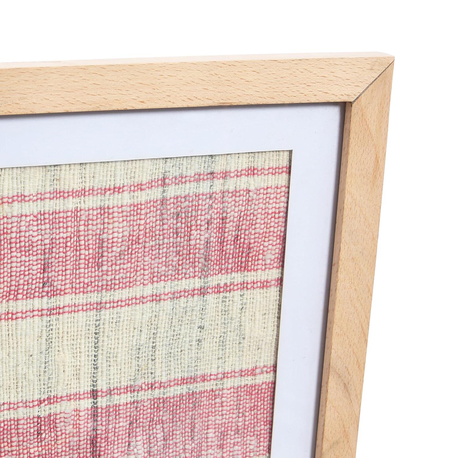 Storied Home Boho Handwoven Cotton Wall Art with Wood Frame and Plastic Cover Faded Red/Natural: Intricate Textile, MDF Composite, Vertical Display