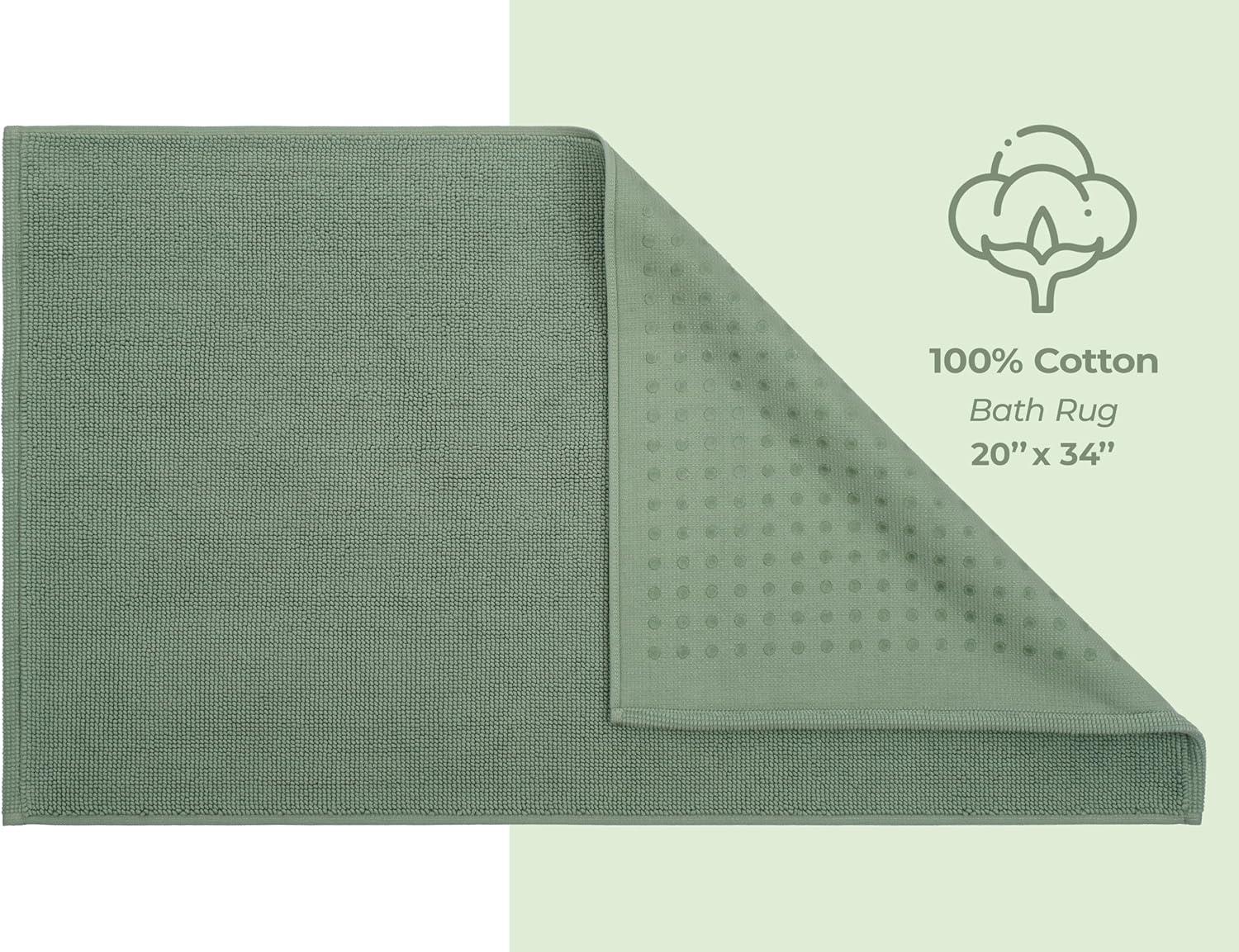 American Soft Linen 100% Cotton Turkish Bath Mat Rugs, Slip Resistant Bottom Base Bath Mats for Bathroom