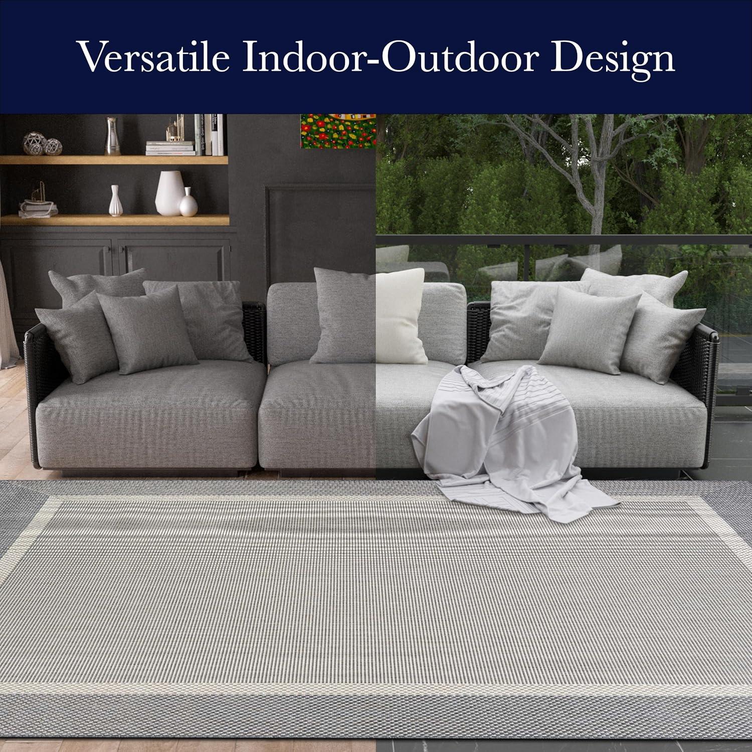 Couristan Recife Outdoor Area Rug - Stria Texture 2' X 3'7" Rectangle in Natural and Green Color, Hose Washable, Pet Friendly, Patio and Home Decor
